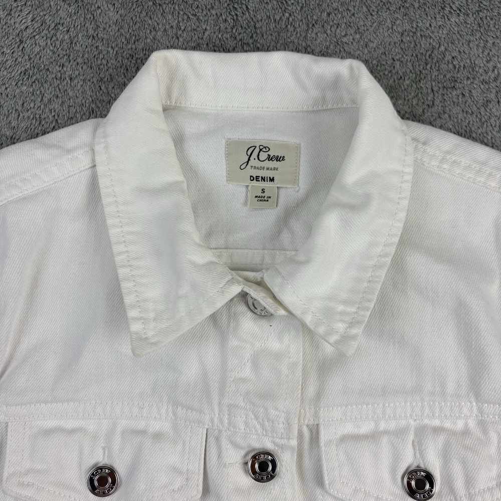 J.Crew Jacket Womens White Cropped Cotton Denim Bomber Small Size